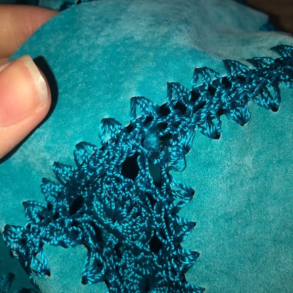 SMH BOUTIQUE LEATHER JACKET BOHO CROCHET SZ S - Picture 5 of 8